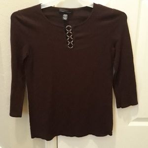 Brown three quarter sleeve top